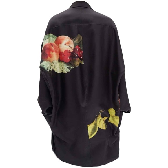 CÉLINE BLACK SILK STILL LIFE PRINT OVERSIZED BLOUSE SHIRT SIZE 38 PHOEBE PHILO - Picture 5 of 6